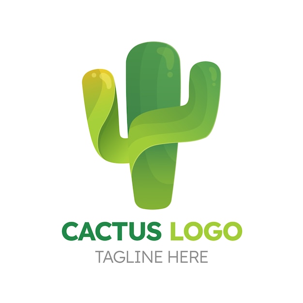 Modello di logo di cactus sfumato