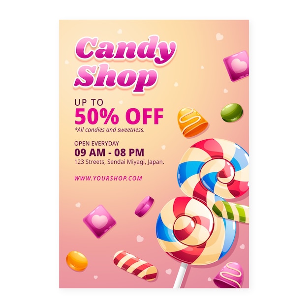 gradient  candies flyer template