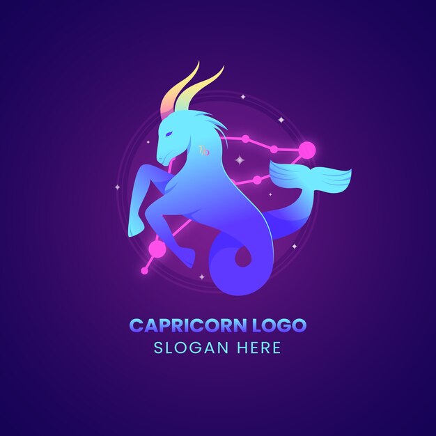 Vettore modello di logo capricorno sfumato