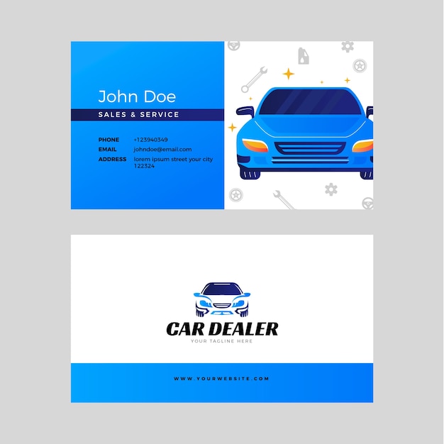 Gradient car dealership horizontal business card