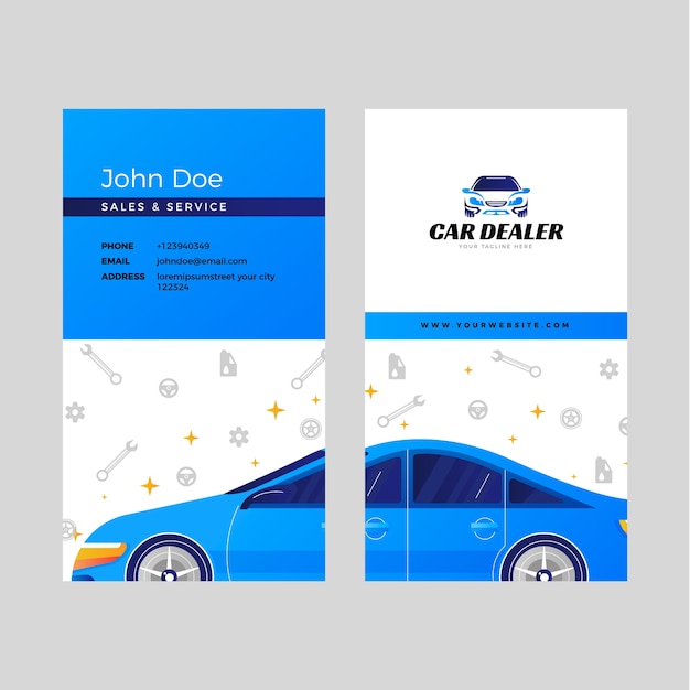 Vector gradient car dealership vertical business card