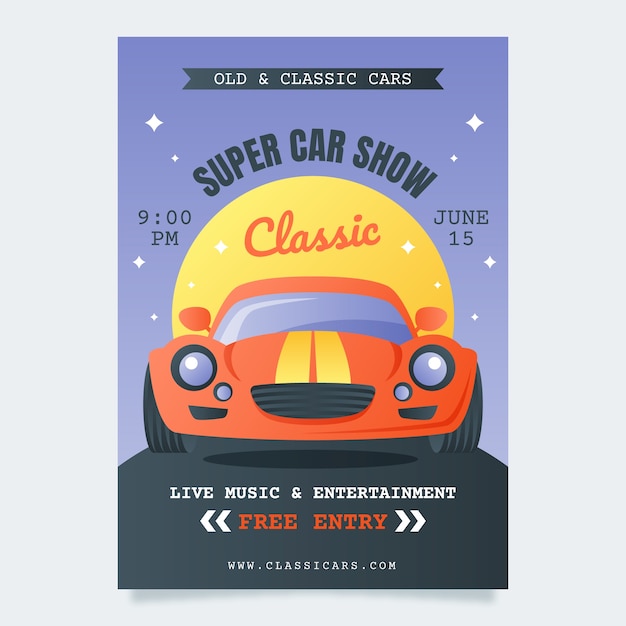 Vector gradient car show poster template