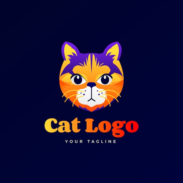 Vettore design del logo del gatto sfumato