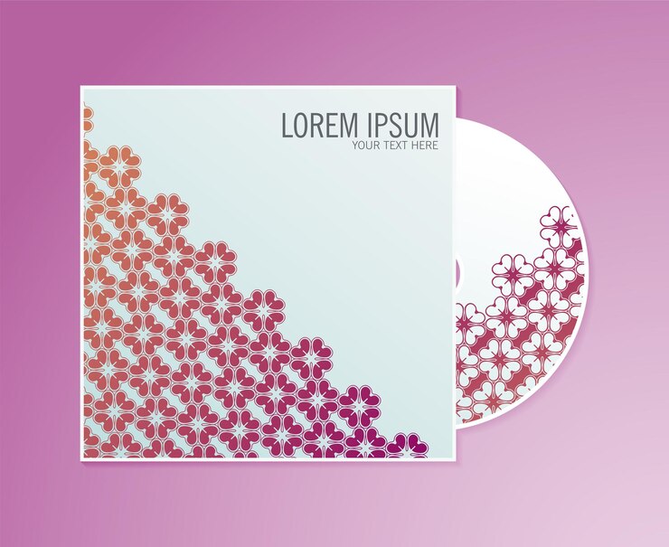 Vector gradient cd cover with floral pattern texture