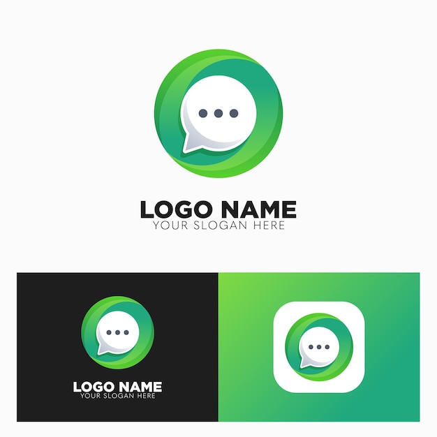 Disegno del modello di logo chat gradiente