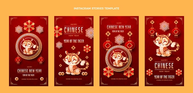 Gradient chinese new year instagram stories collection