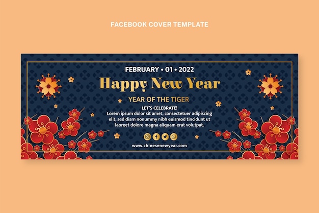 Vector gradient chinese new year social media cover template