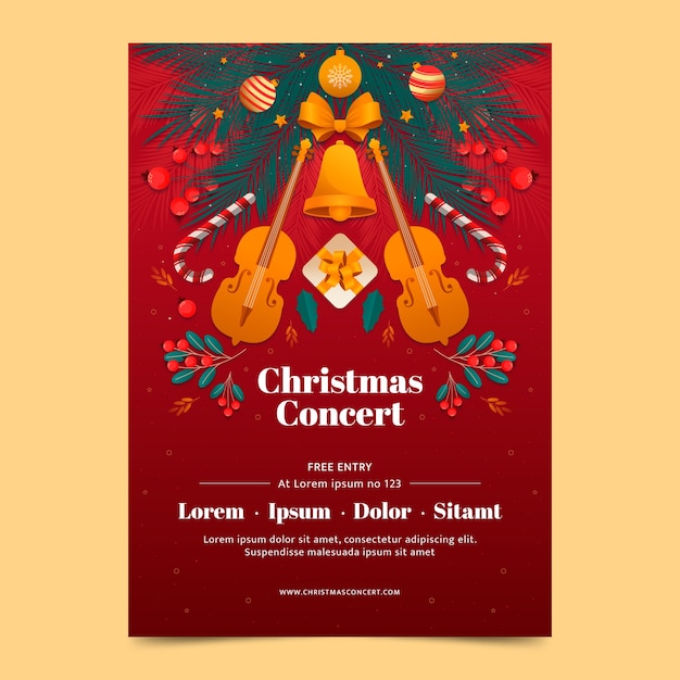 Vector gradient christmas concert vertical poster template