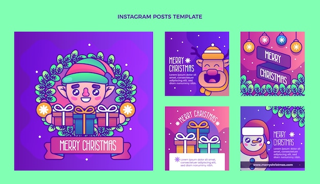 Gradient christmas instagram posts collection