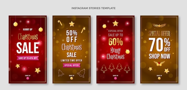 Коллекция градиентных рождественских историй instagram