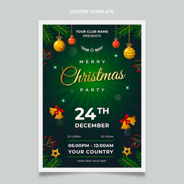 Vector gradient christmas vertical poster template