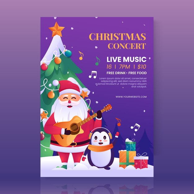 Gradient christmas vertical poster template