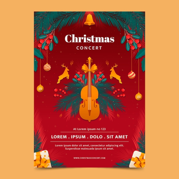 Gradient christmas vertical poster template