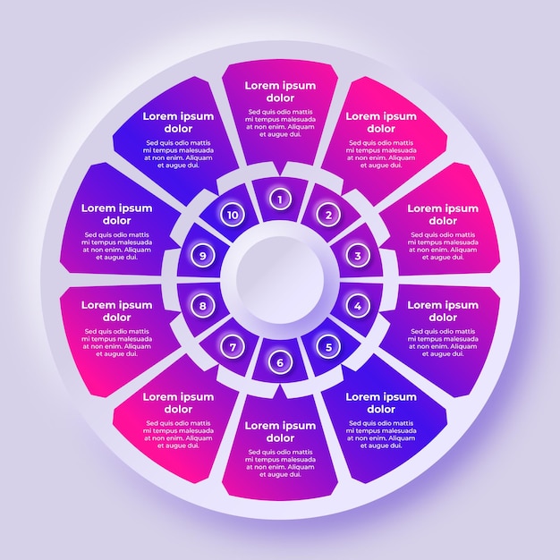 Vettore gradiente diagramma circolare infografica