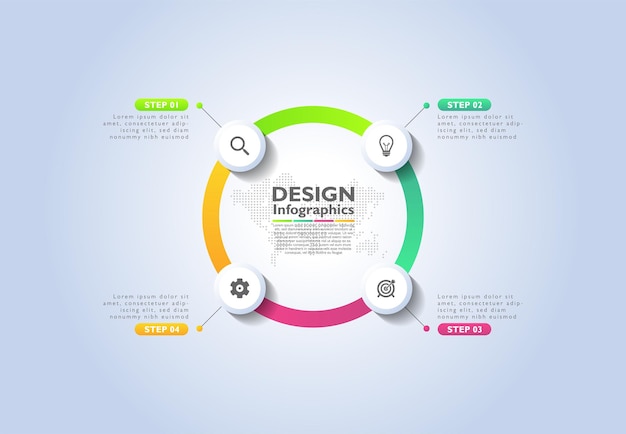 그라데이션 원형 infographic 요소 디자인