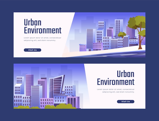 Vector gradient city banner template