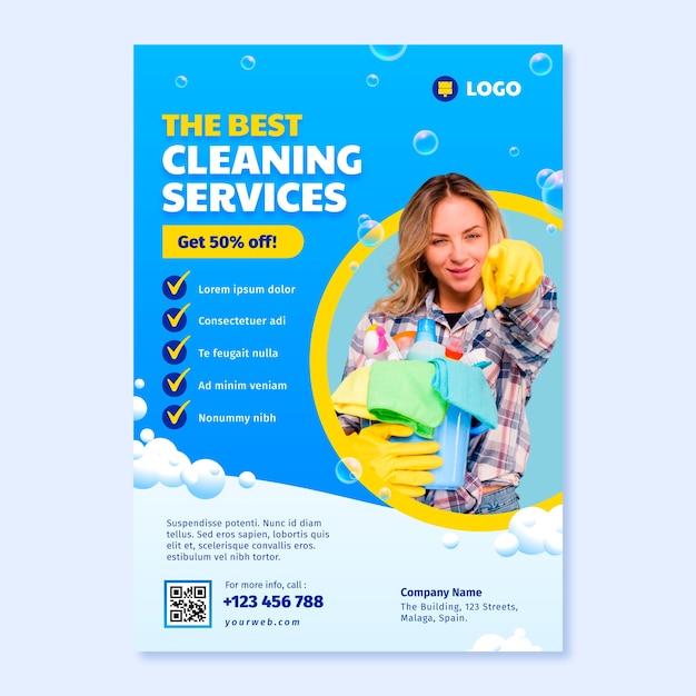 Vector gradient cleaning service template