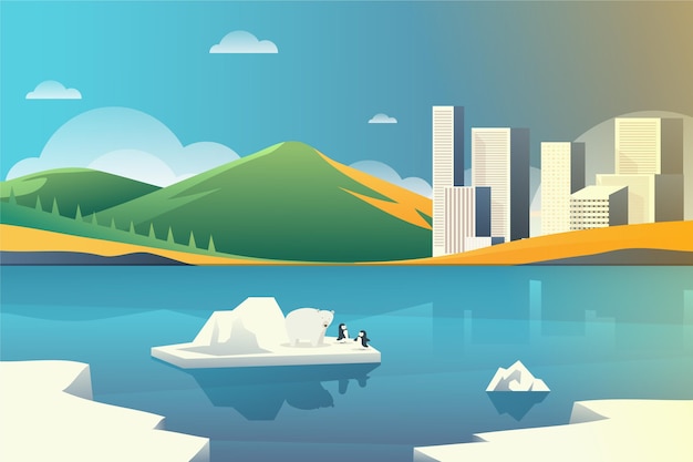 Vector gradient climate change concept illustration