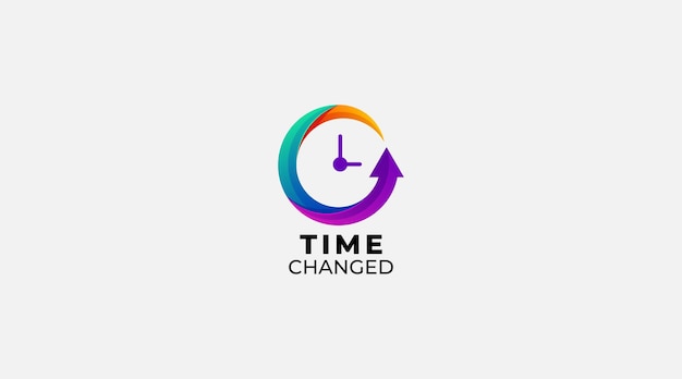 ベクトル グラデーション時計時刻変更ベクトルのロゴのデザイン イラスト ベクター アイコン
