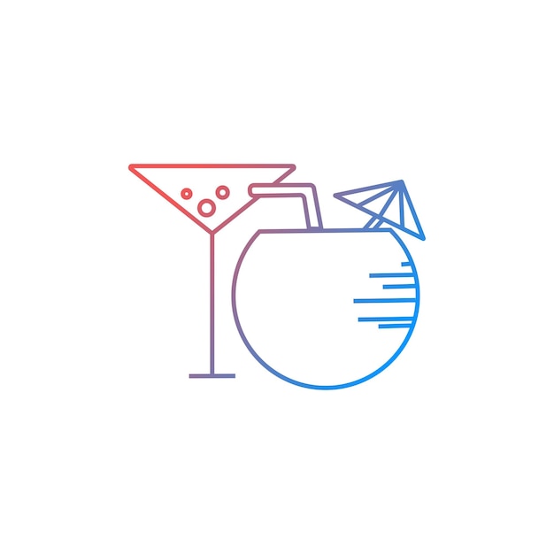 Vector gradient cocktail icon single high quality outline symbol for web design or mobile app thin line s