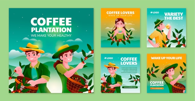 Vector gradient coffee plantation instagram post