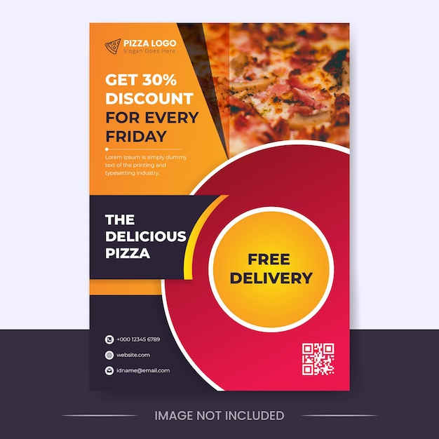 Vector gradient color food discount with a free delivery vertical flyer design template