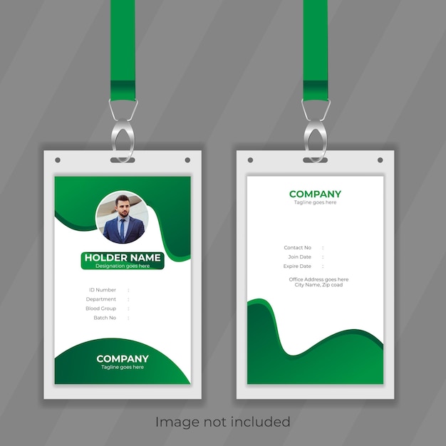 Vector gradient color vertical design presentation for information card or workmen id card also print ready