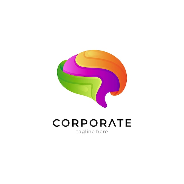 Gradient colored brain logo template