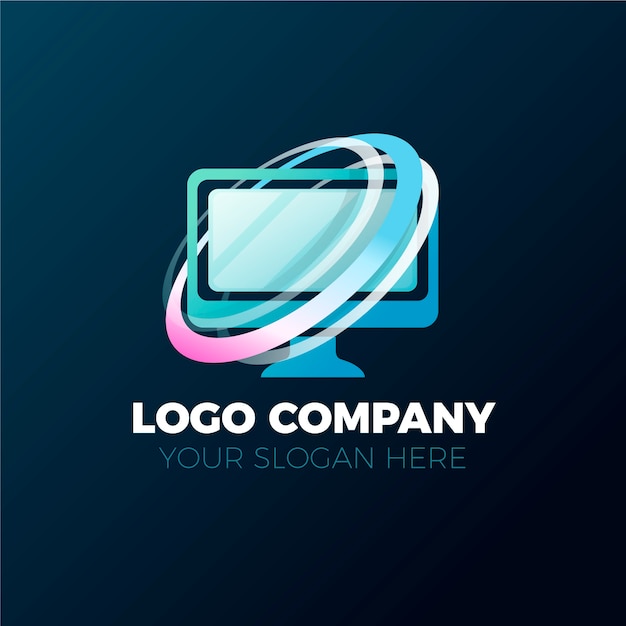 Vector gradient colored computer logo template