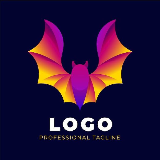 Vector gradient colored creative bat logo template