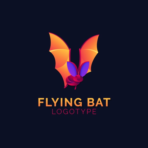 Gradient colored creative bat logo template