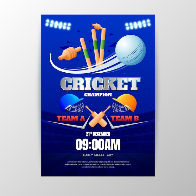 Poster di cricket ipl colorato sfumato