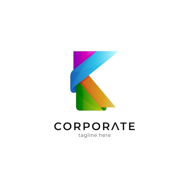 Vector gradient colored letter k logo template for your business