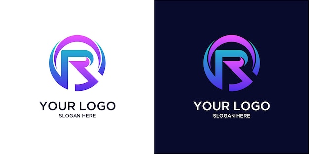 Vector gradient colored r logos