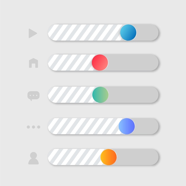 Vector gradient colored sliders pack