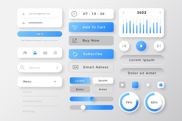 Collezione di kit ui colorati sfumati