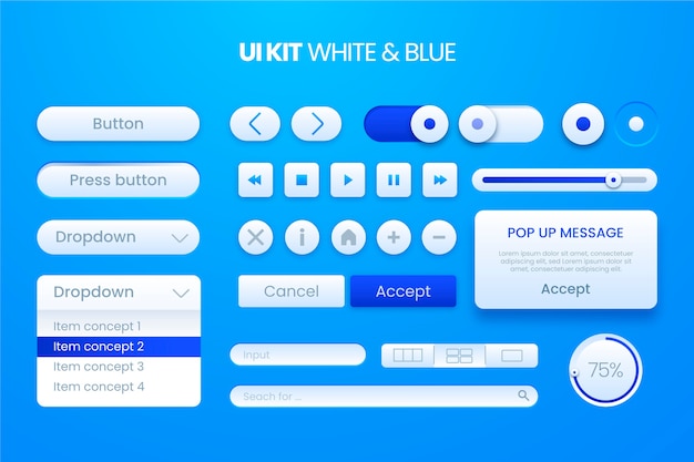 Gradient colored ui kit collection