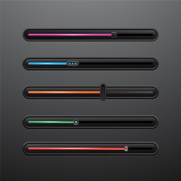 Vector gradient colored ui sliders collection