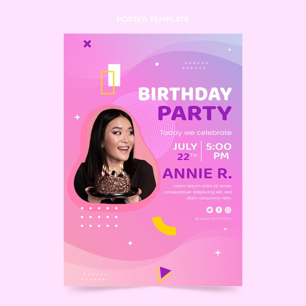 Vector gradient colorful birthday poster