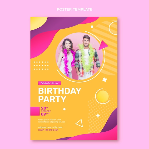 Gradient colorful birthday poster