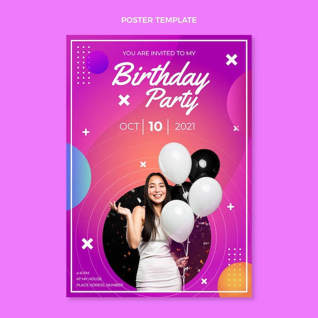 Vector gradient colorful birthday poster