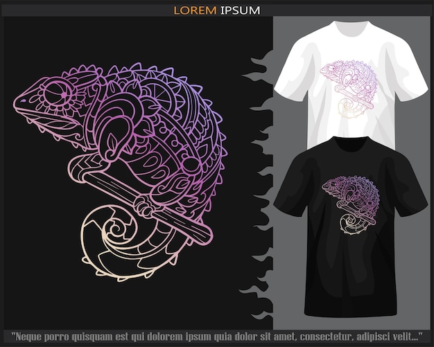 Gradient Colorful Chameleon mandala arts isolated on black and white t shirt