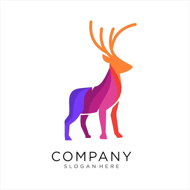 Gradient colorful deer logo template