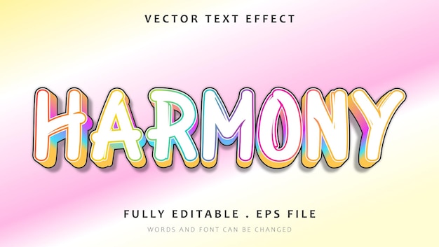 Vector gradient colorful harmony editable text effect design template