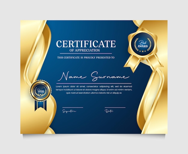 Gradient colorful luxury certificate design template