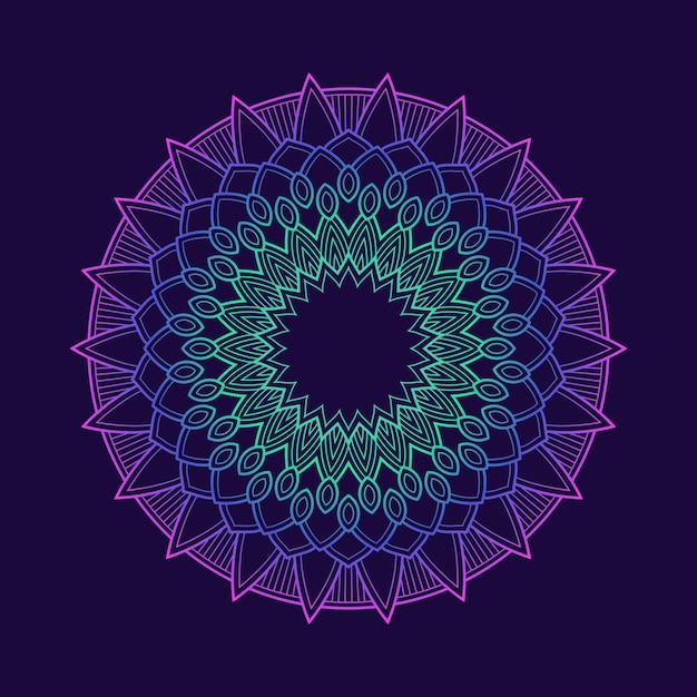 Sfondo sfumato colorato modello mandala. motivo floreale in colore neon. arabesque tessuto tessile.