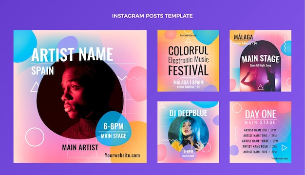 Vector gradient colorful music festival ig post