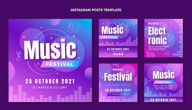 Vector gradient colorful music festival ig post