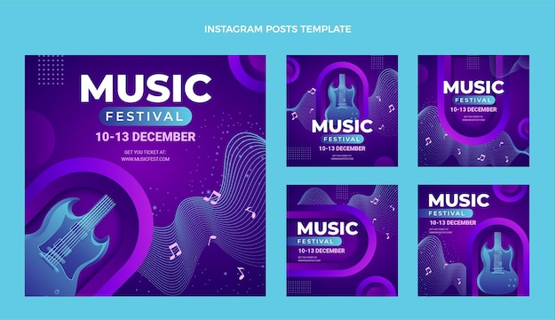 Vector gradient colorful music festival ig post