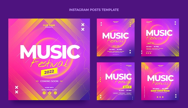 Vector gradient colorful music festival ig post
